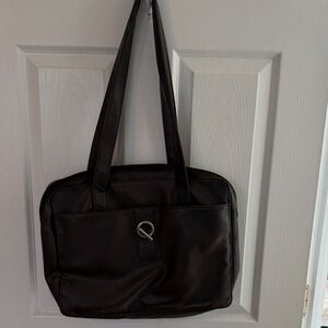 Kenneth Cole Unlisted Chocolate Brown Faux Leather Work Bag Toggle